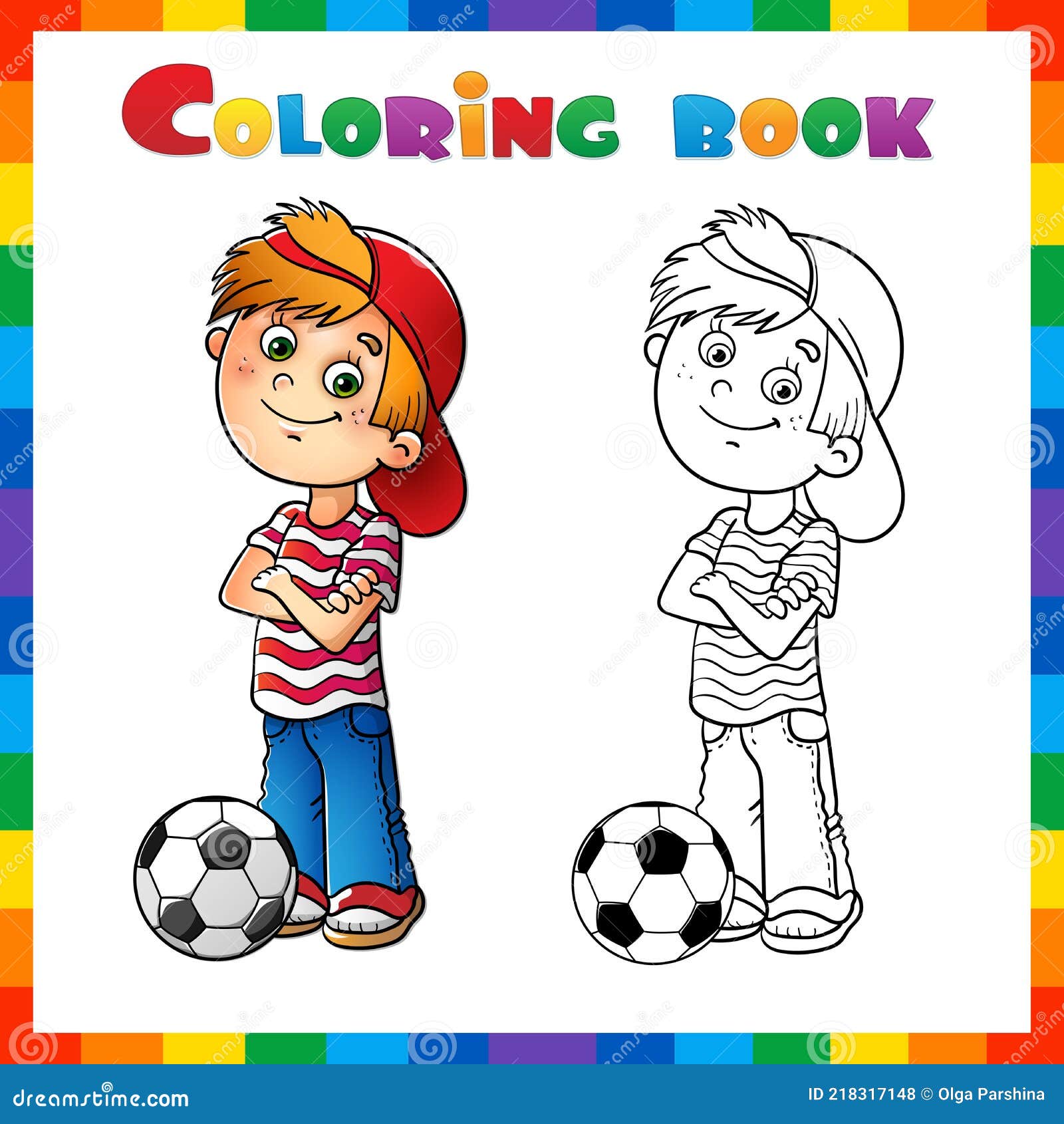 Página Para Colorear Esquema De Dibujo Animado Niño Con Una Pelota De Fútbol. Libro Para Colorear Para Niños Ilustración del Vector - Ilustración de contorno, divertido: 218317148 Página Para Colorear Esquema De Dibujo Animado Niño Con Una Pelota De Fútbol. Libro Para Colorear Para Niños Ilustración del Vector - Ilustración de contorno, divertido: 218317148