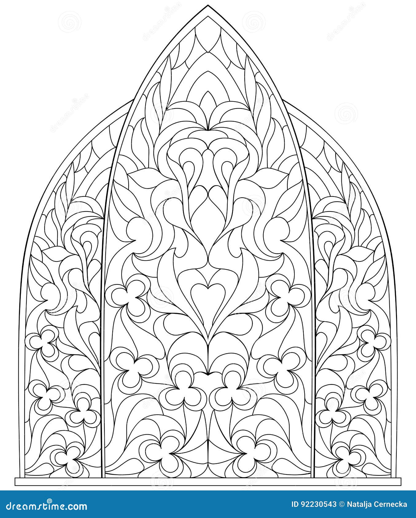 Página Preto E Branco Para Colorir. Desenho Da Fantasia De Janelas Góticos  Bonitas Com Vitral No Estilo Medieval. Planilha Para Crianças E Adultos.  Imagem Vetorial. Ilustraciones svg, vectoriales, clip art vectorizado libre