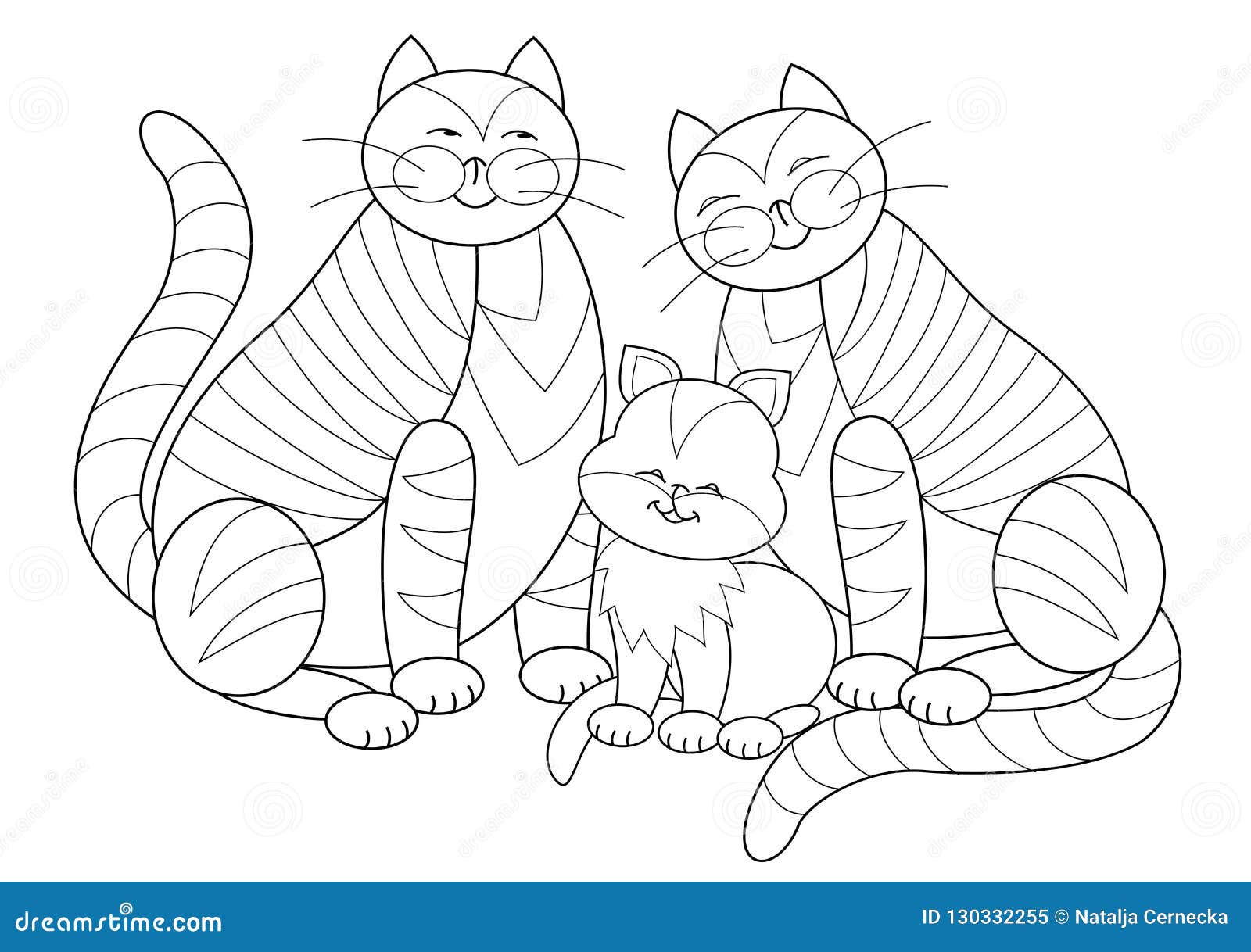 Os Gatos Ajustaram O Livro Para Colorir Dos Desenhos Animados