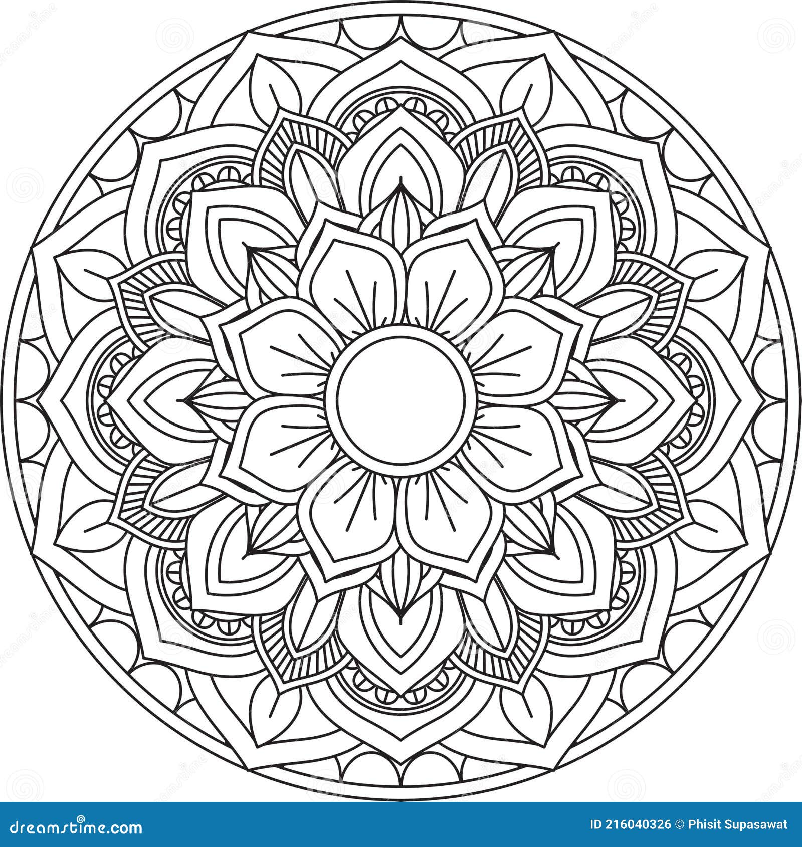 Página Simple Círculo Mandala Para Colorear Para Niños Adultos Ilustración  del Vector - Ilustración de turco, étnico: 216040326