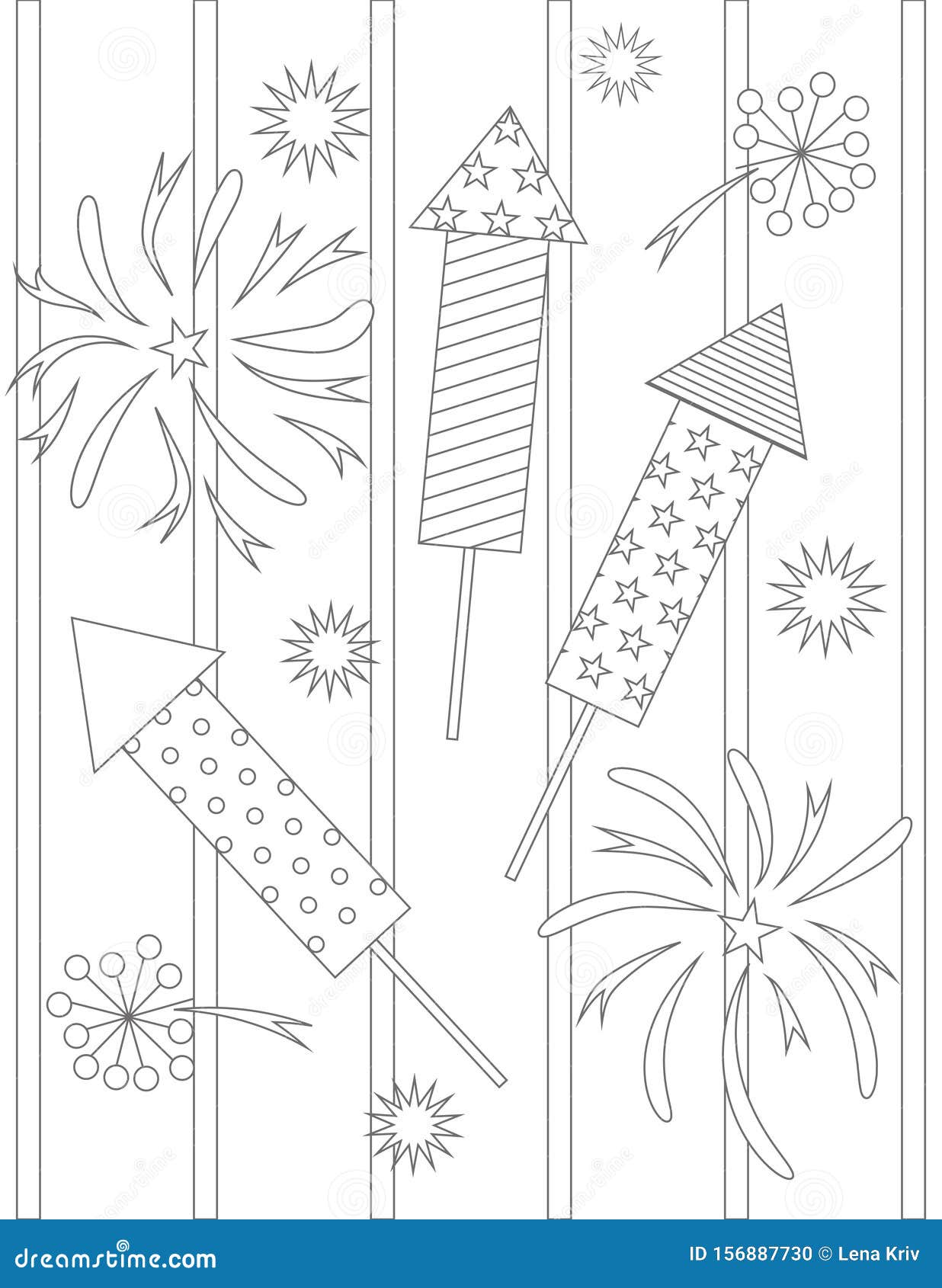 Desenhos de Fogos de Artifício para colorir - Páginas para impressão grátis