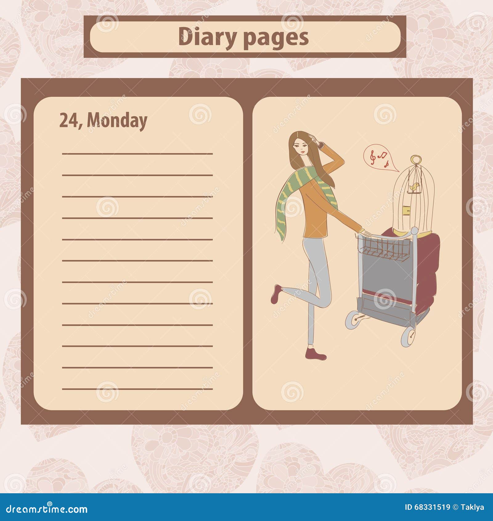 Diary pages. Clean Diary Pages.