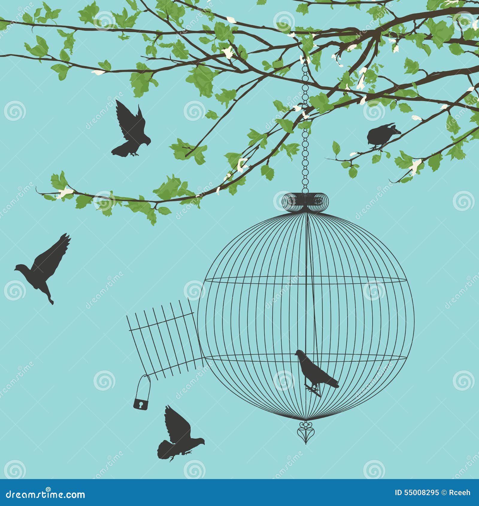 Pássaros da liberdade ilustração do vetor. Ilustração de conceito - 55008295, image size:1600x1690