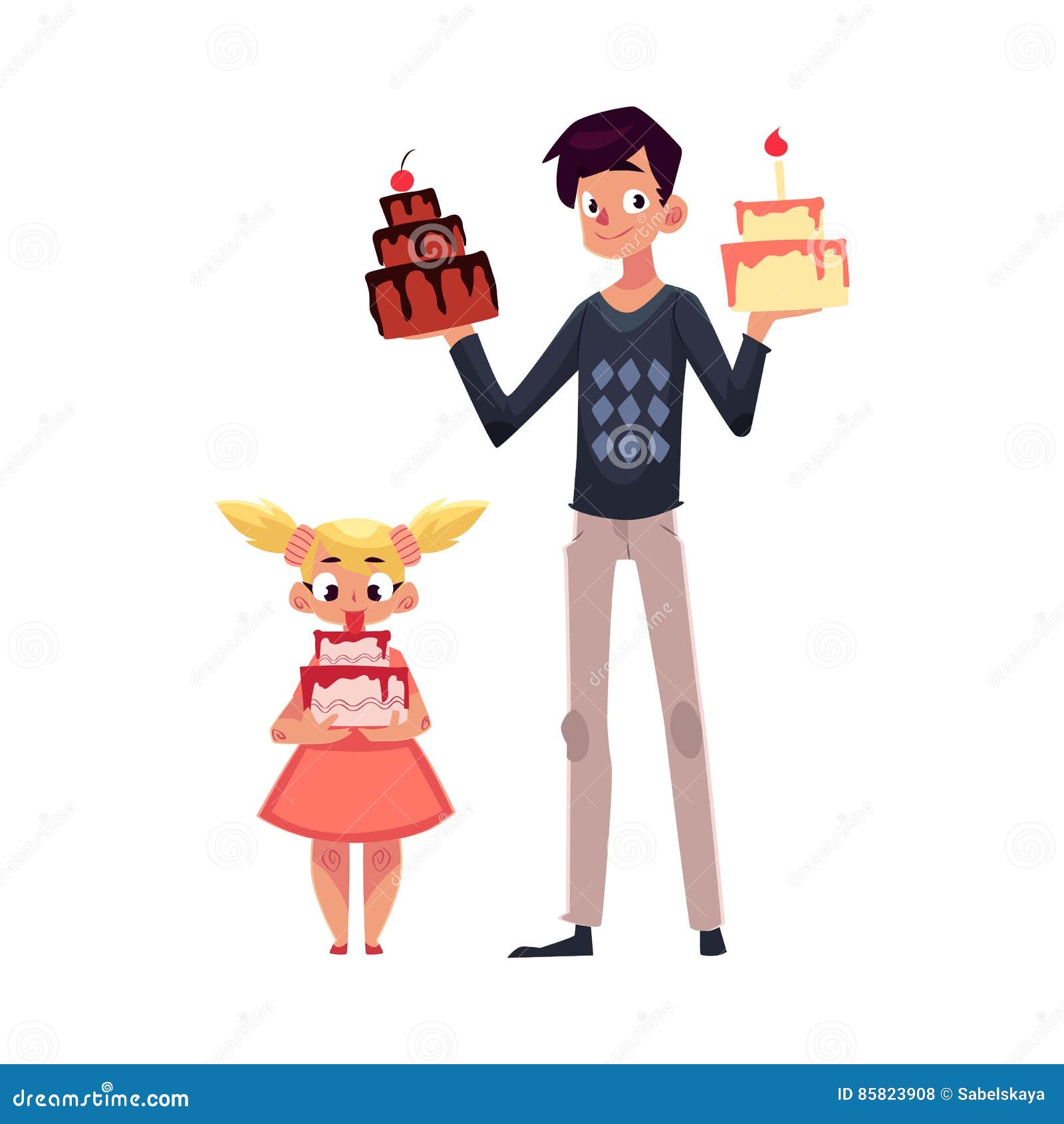 Pere Et Fille Tenant Des Gateaux D Anniversaire Etant Prets Pour La Partie Illustration De Vecteur Illustration Du Lifestyle Choix Pere Et Fille Tenant Des Gateaux D Anniversaire Etant Prets Pour La Partie Illustration De Vecteur Illustration Du Lifestyle Choix