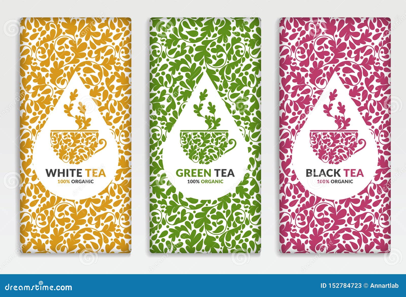 Green, Yellow and Red Tea Packaging Design. Stock Vector - Illustration ...