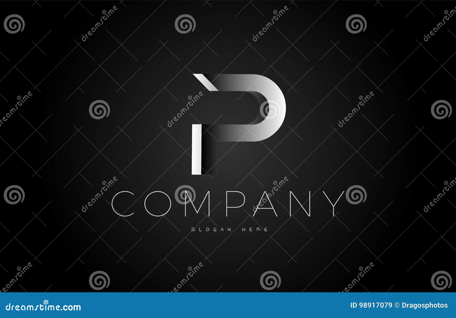 Silver metallic letter p Royalty Free Vector Image