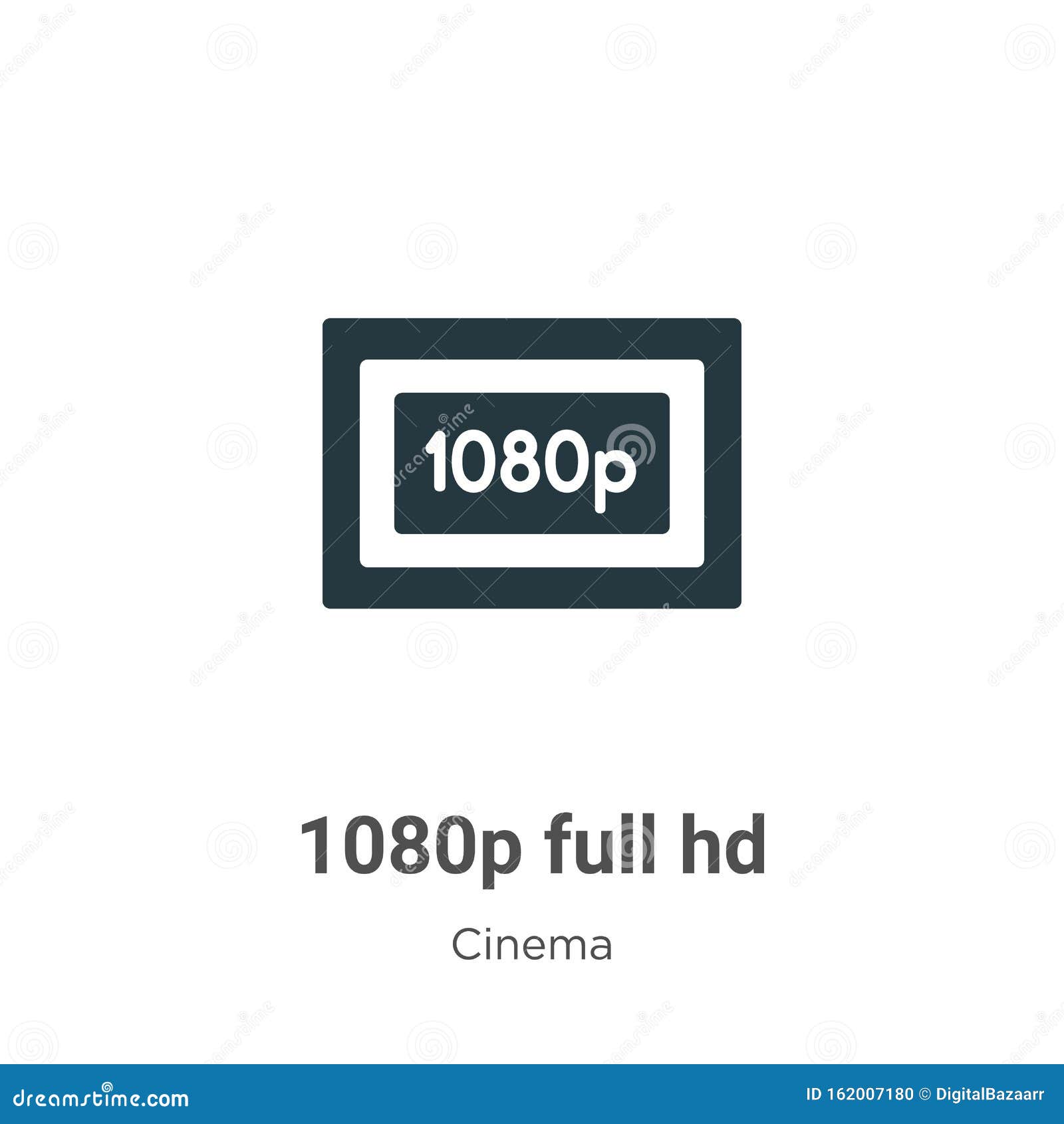 1080p Full Hd Vector Icon on White Background. Flat Vector 1080p Full ...