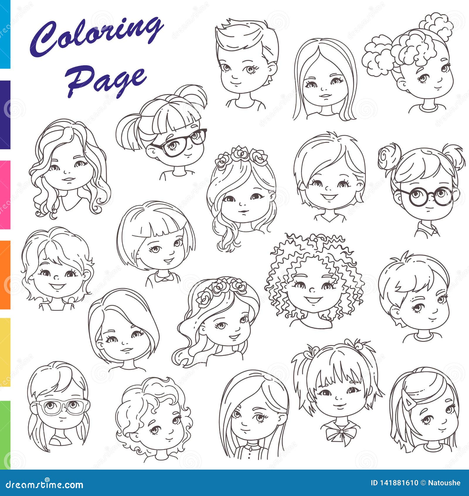Download Hairstyle With Braid Coloring Page  Braided Hair Coloring Pages  PNG Image with No Background  PNGkeycom