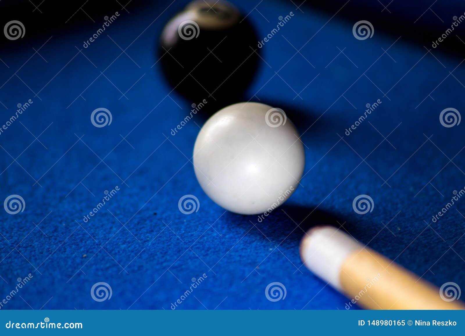 Pool billiard balls on blue table sport game set. Snooker, pool game. Game, hobbies for two people