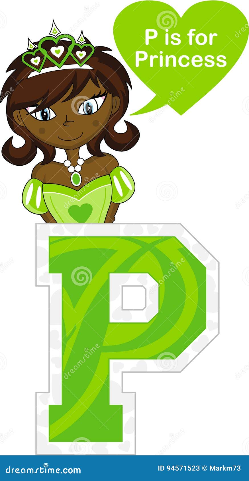 P is for Princess stock vector. Illustration of dress - 94571523