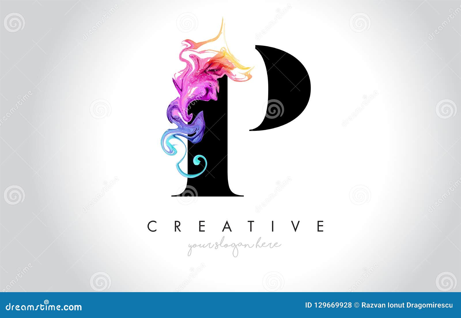 p vibrant creative leter logo  with colorful smoke ink flo