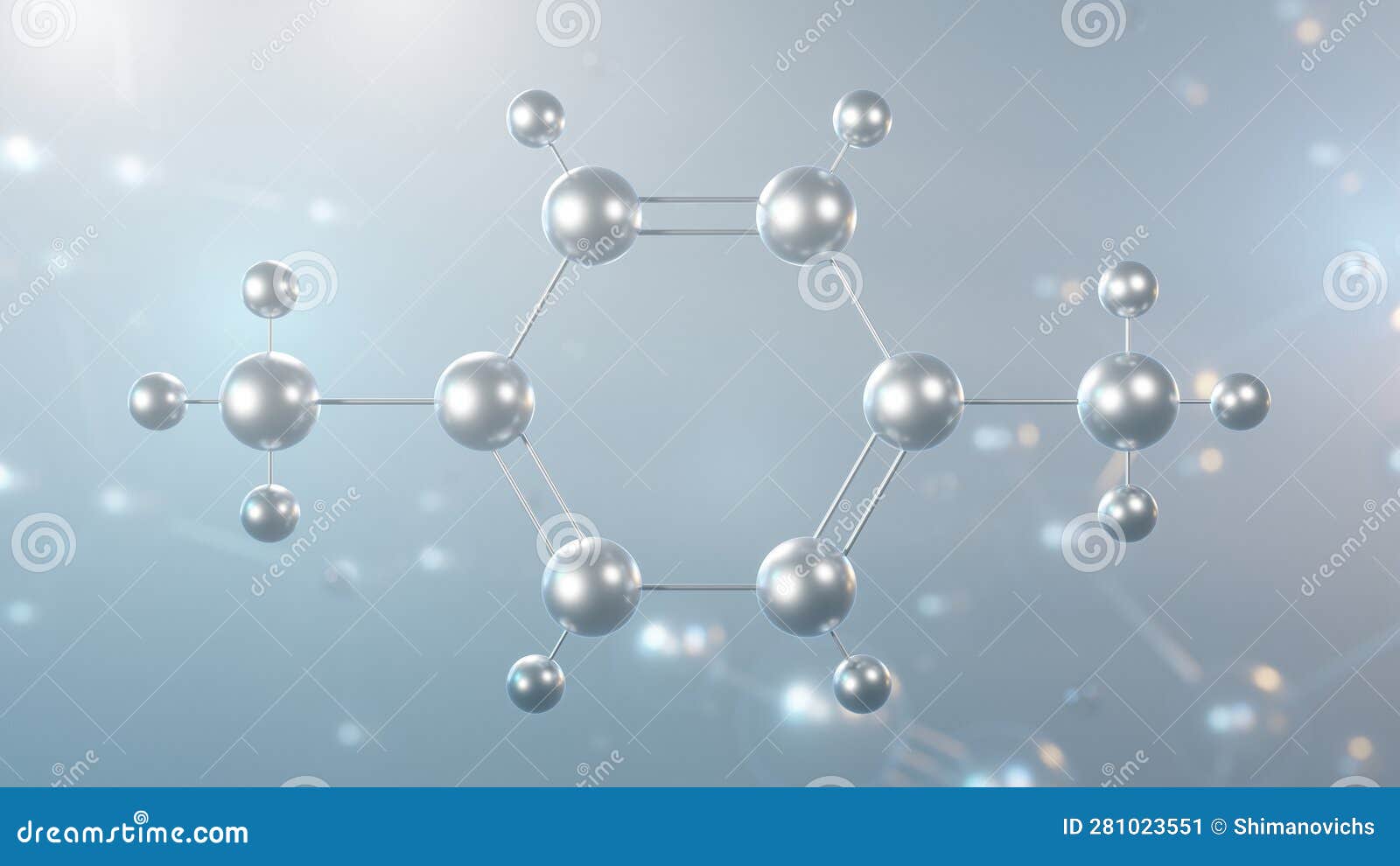 P-xylene Molecular Structure, 3d Model Molecule, Para-xylene ...