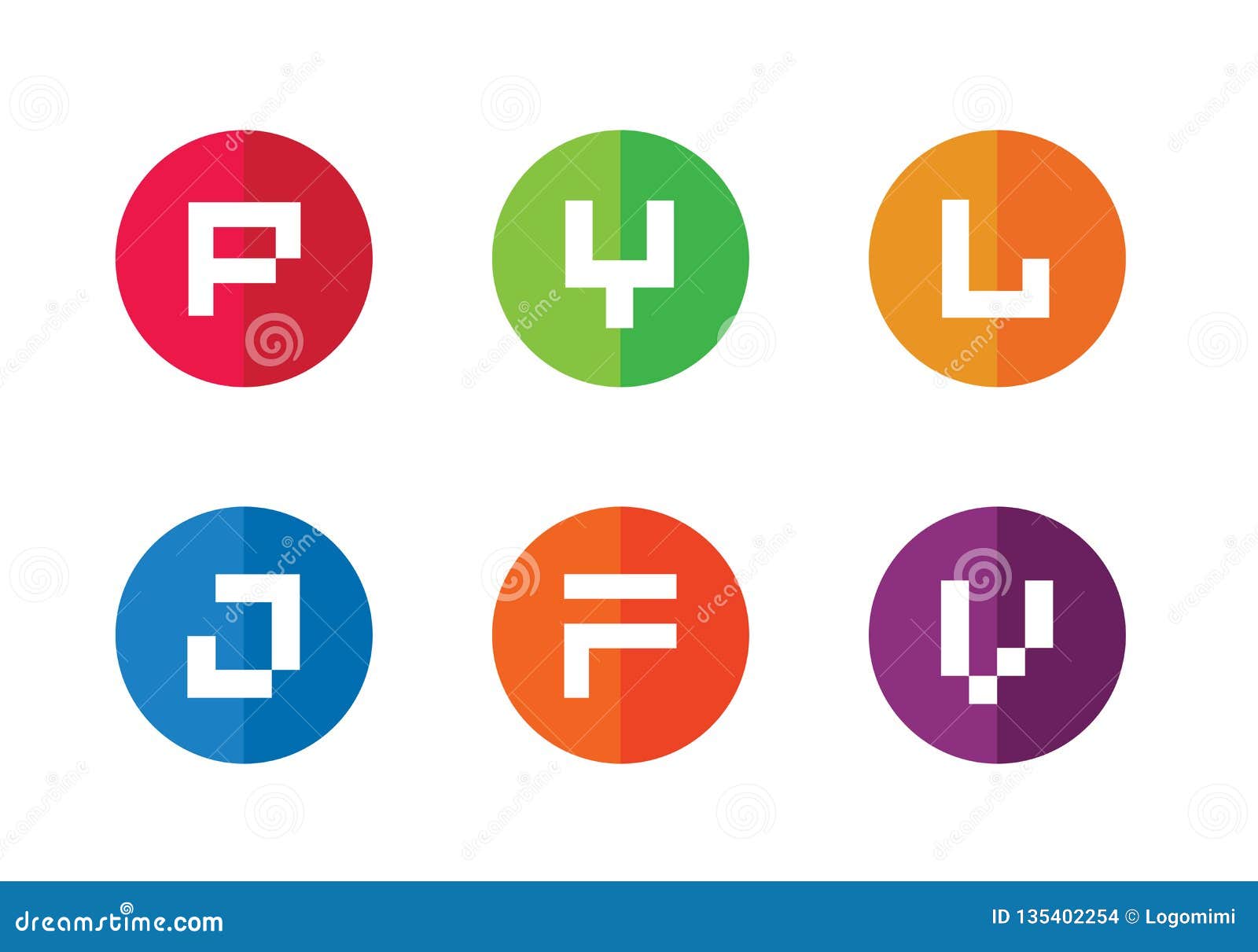 P Y L J F V Initial Logo Design Random Set Of Flat Icons Stock Vector Illustration Of Minimalist Logotype