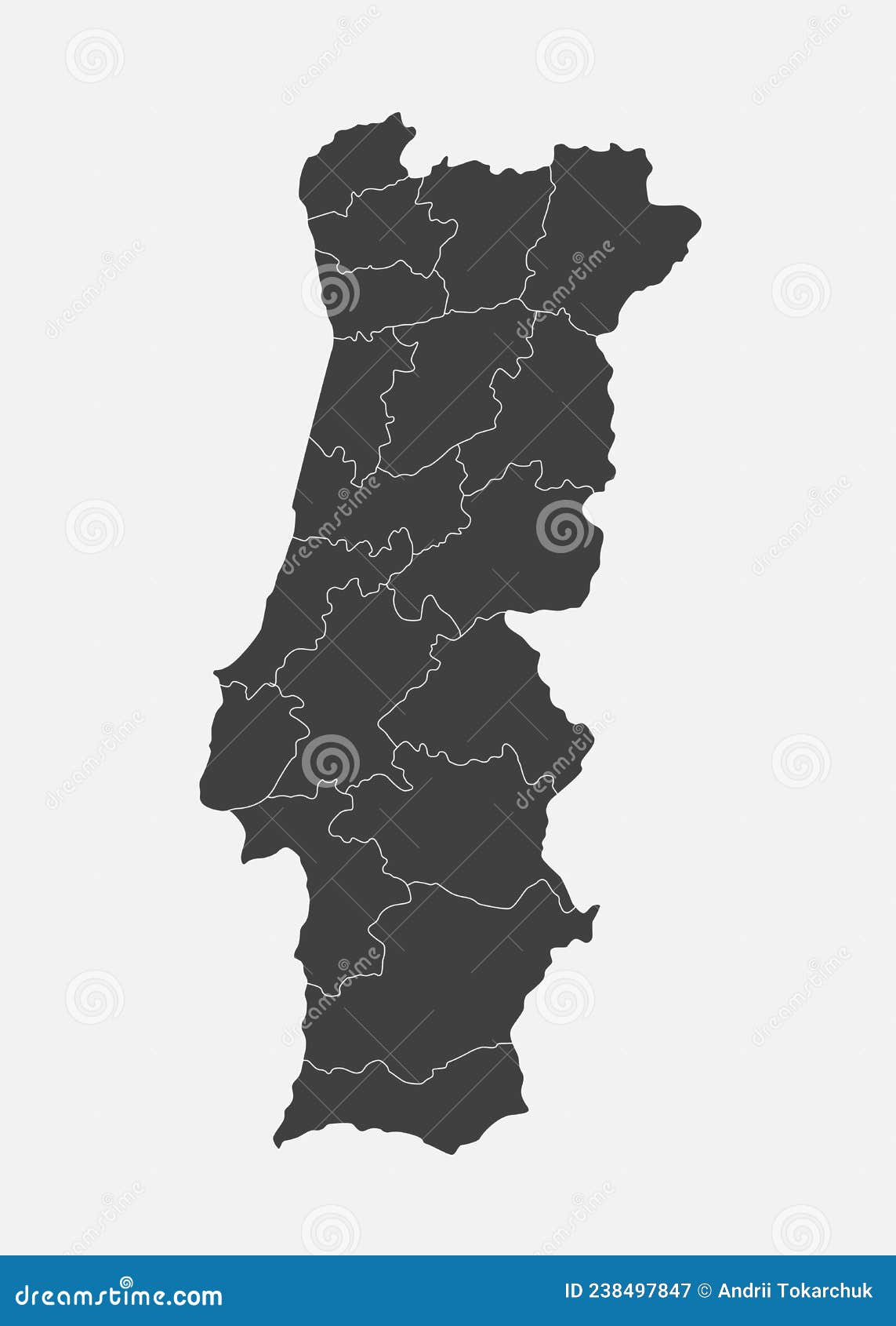 Mapa Detalhado De Portugal Com Divisões Administrativas Em Regiões