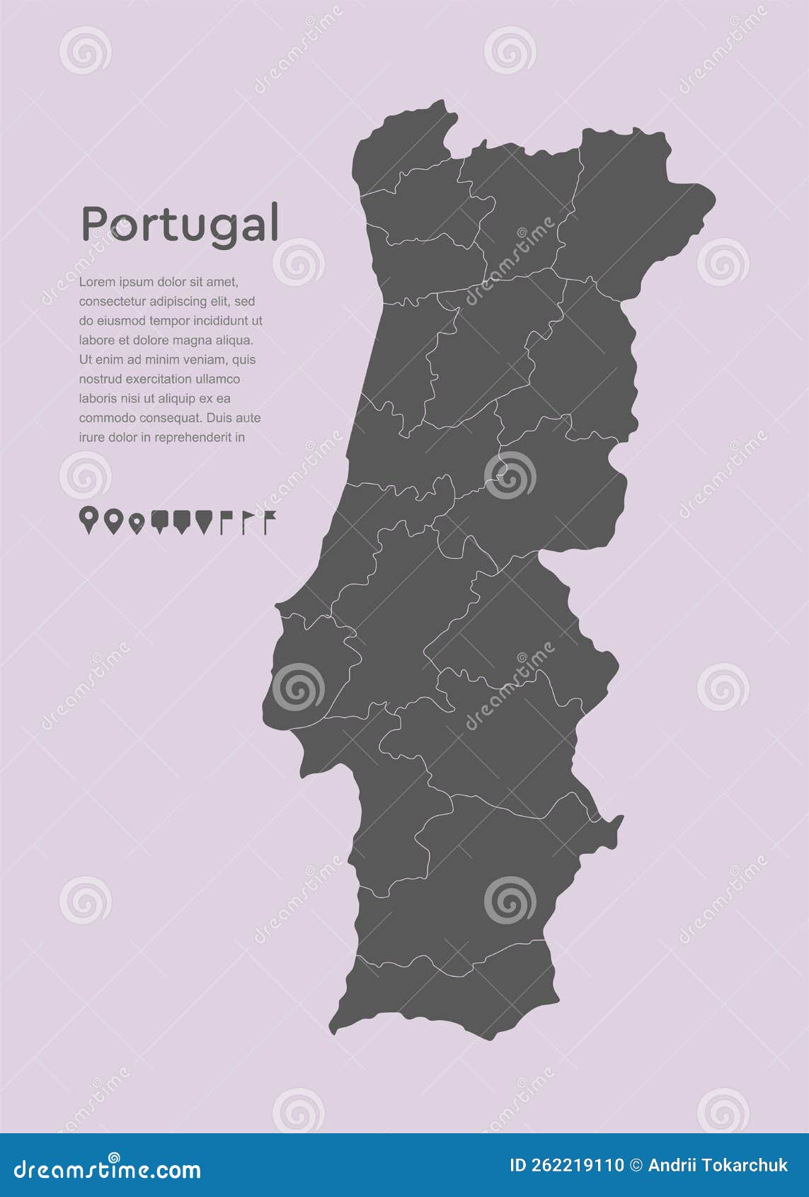 Vetores de Mapa Do Vetor De Portugal Mapa Do País Com Divisão