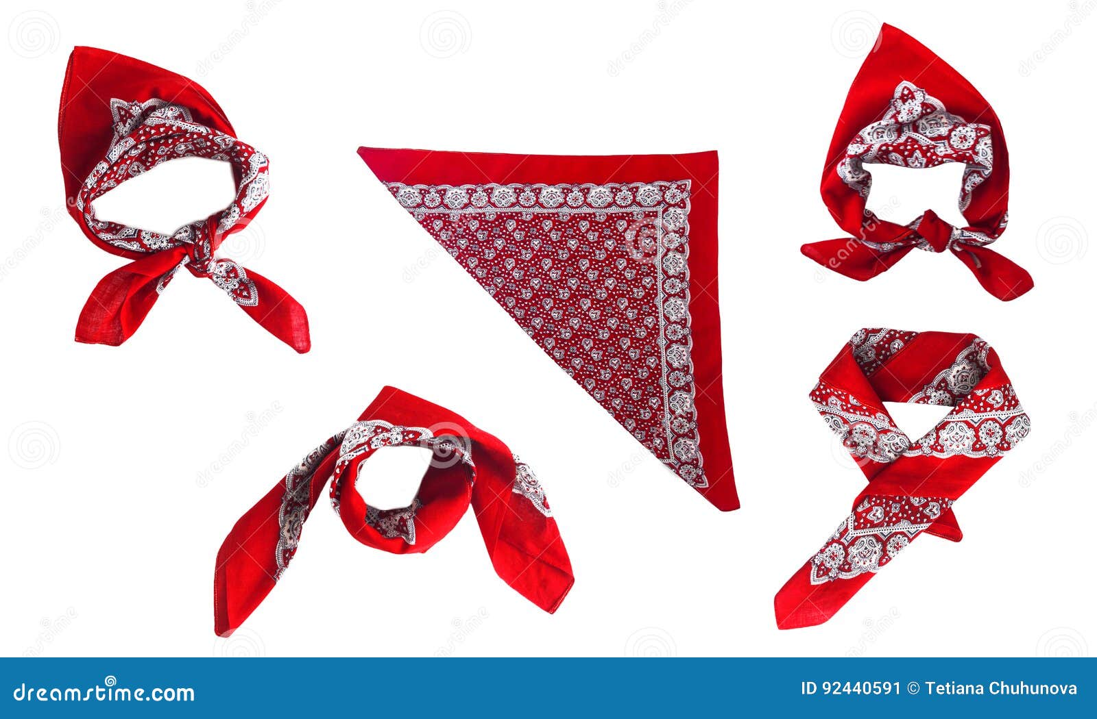Pañuelo Rojo Del Pañuelo Con Un Modelo, Aislado Foto de archivo
