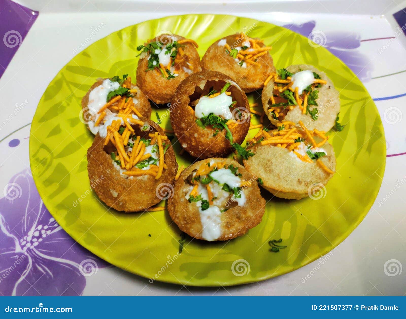 Paani puri on Plate stock image. Image of spicy, chat 221507377
