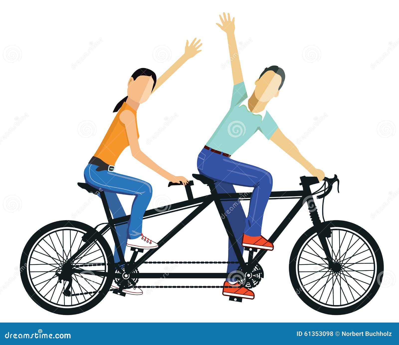 Paare, Die Tandemfahrrad Reiten Vektor Abbildung Illustration von