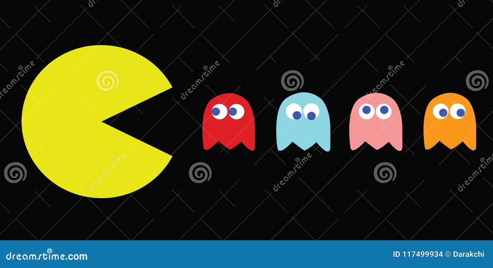 Pac-Man Vector Illustration, Retro Game Characters Editorial Stock Image - ...
