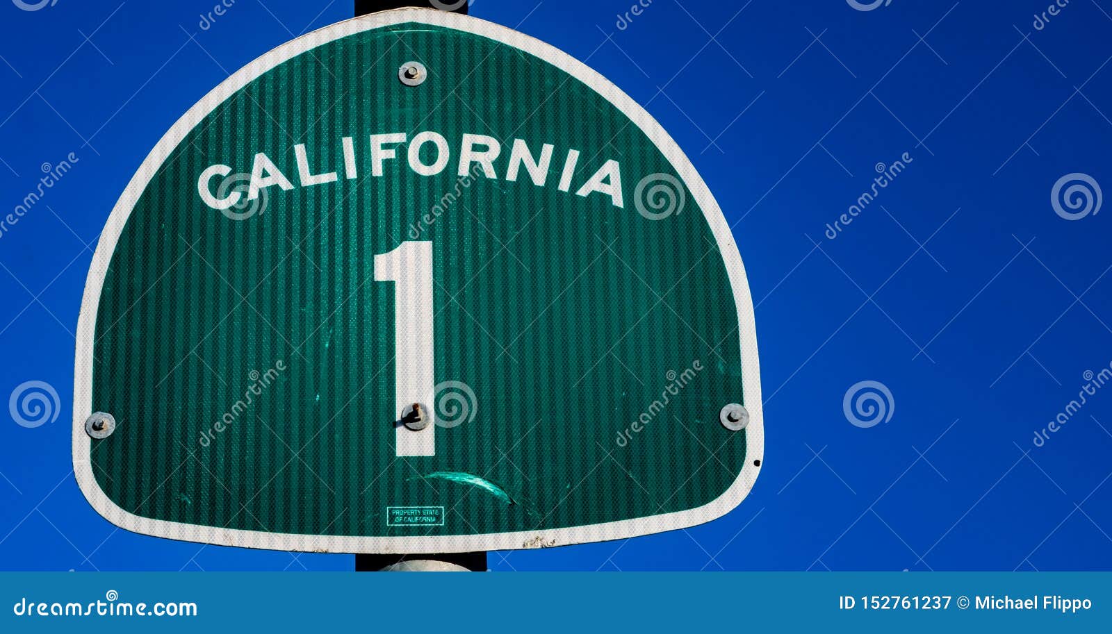 The Pacific Coast Highway 1 Sign in California Stock Image - Image of