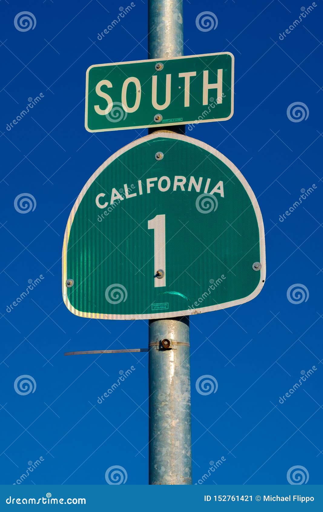 The Pacific Coast Highway 1 Sign in California Stock Image - Image of