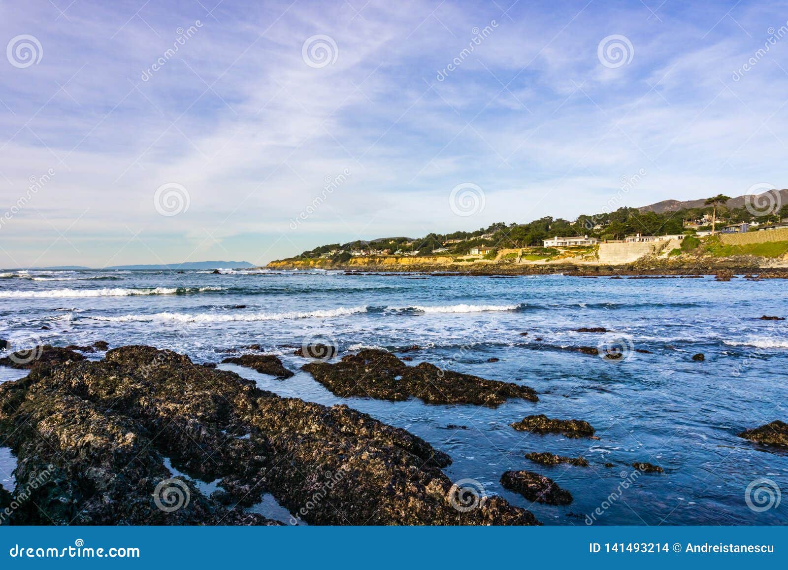 Pacific Ocean Coastline at Low Tide, Moss Beach, California Stock Photo Image of california