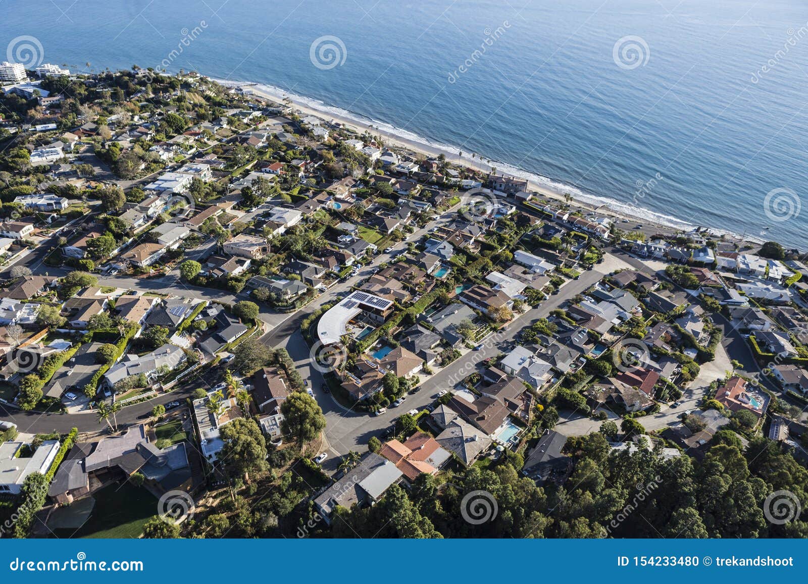 Pacific Palisades Aerial Ocean View Homes Stock Photo