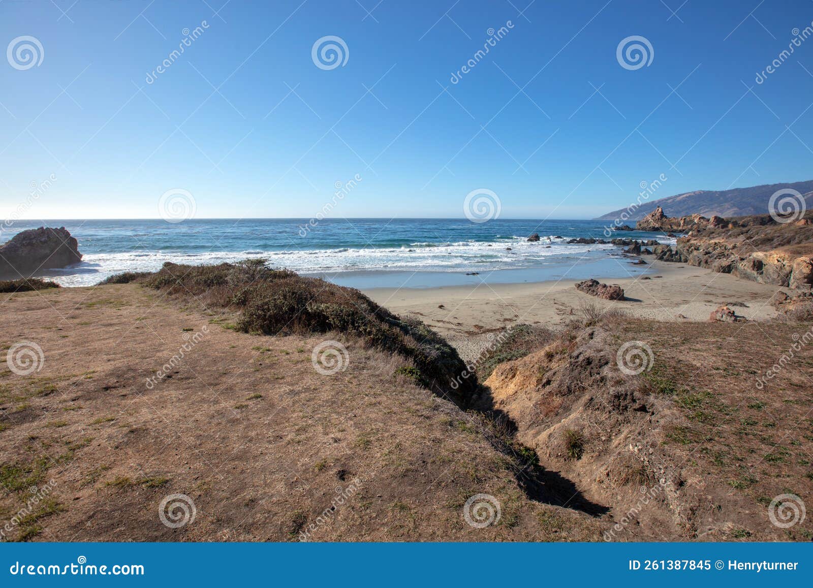 pacific valley beach on the big sur central california coasline usa