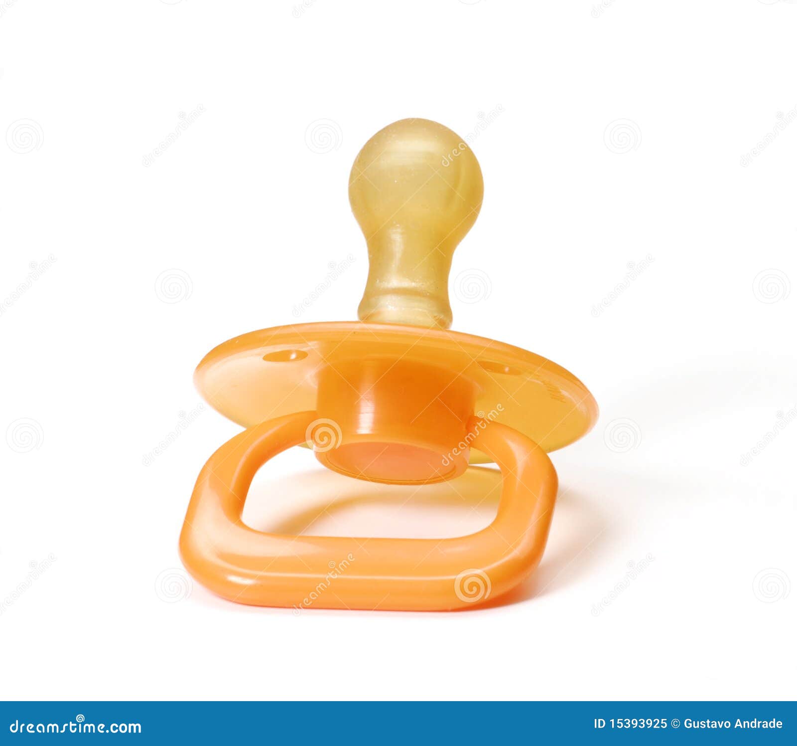 The pacifier. Yellow pacifier isolated on white background.