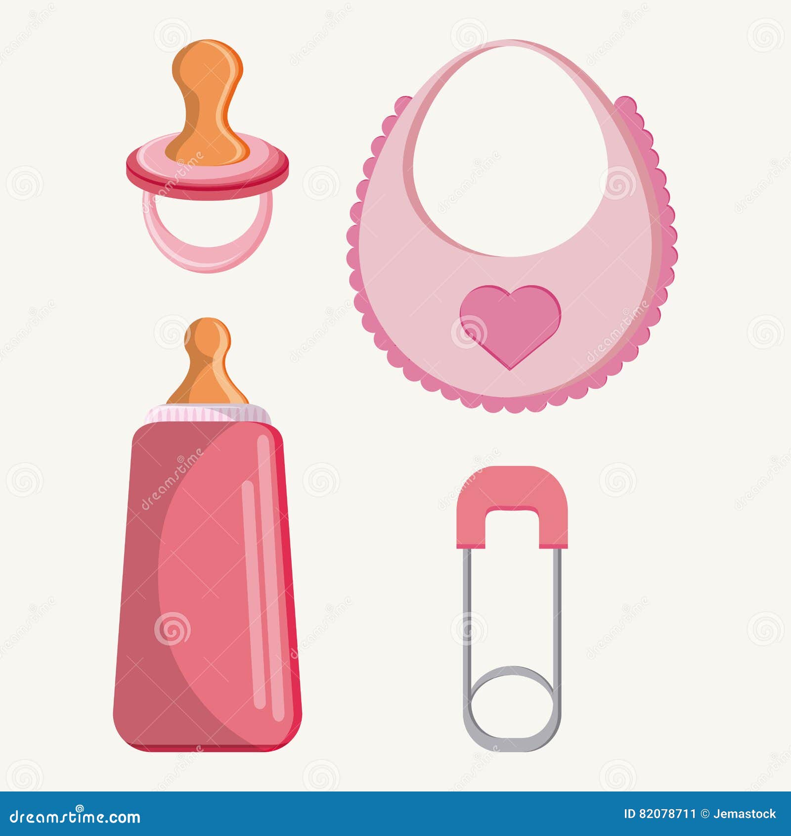 Pacifier Bottle And Baby Bib Design Stock Vector Illustration Of Traditional Postcards