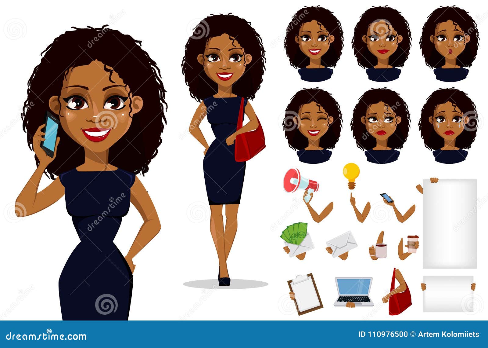 African American Business Woman Cartoon Character Stock Vector ...