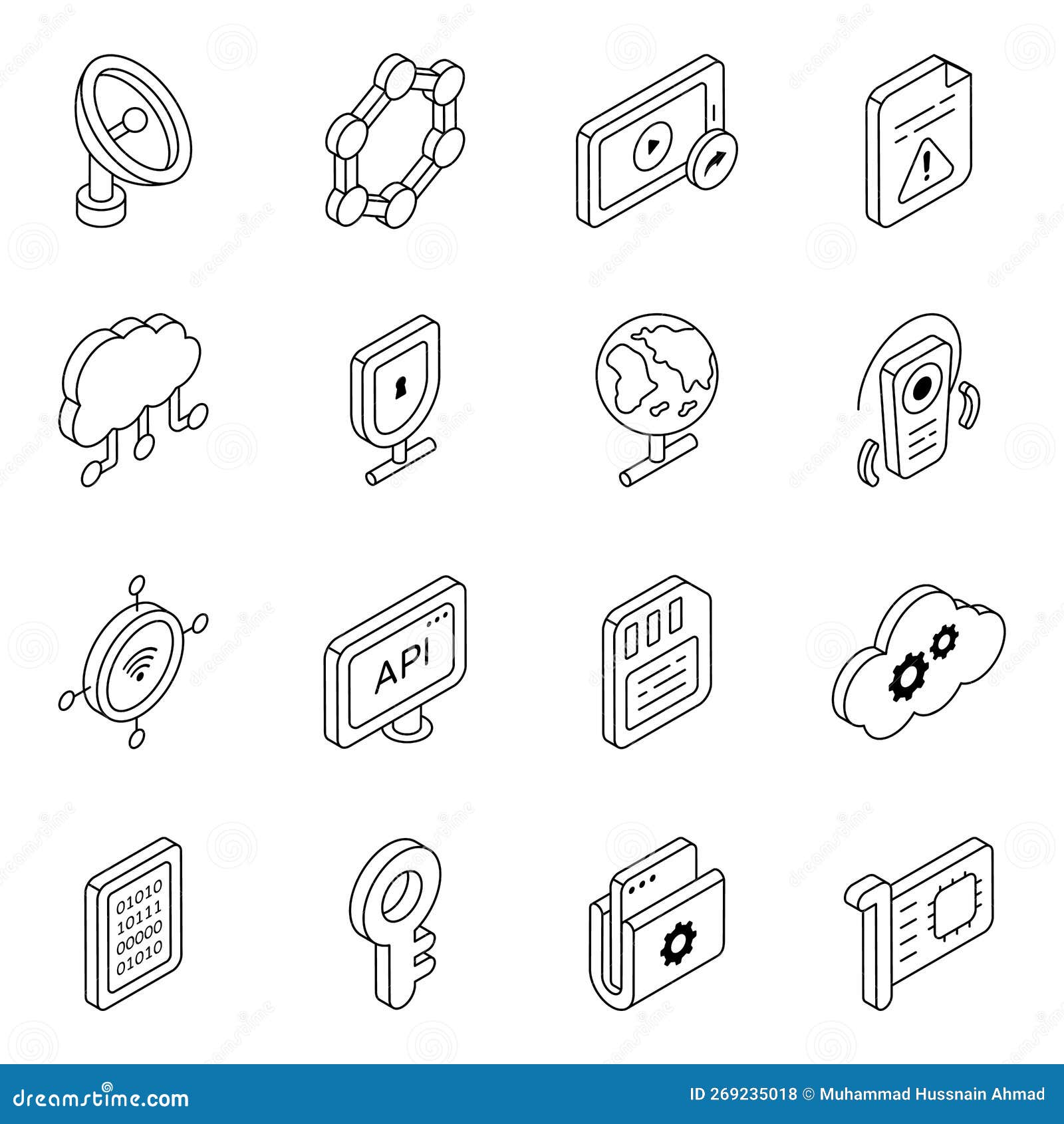 pack of cloud storage linear icons