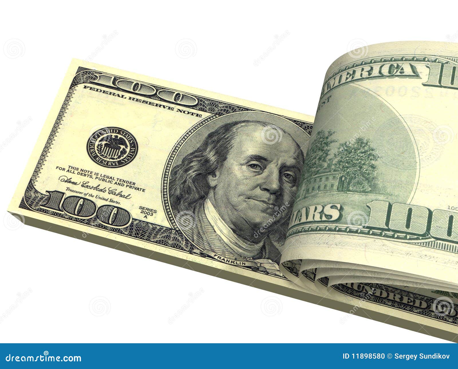Pack of Dollars with Screwed Bills Isolated Stock Illustration