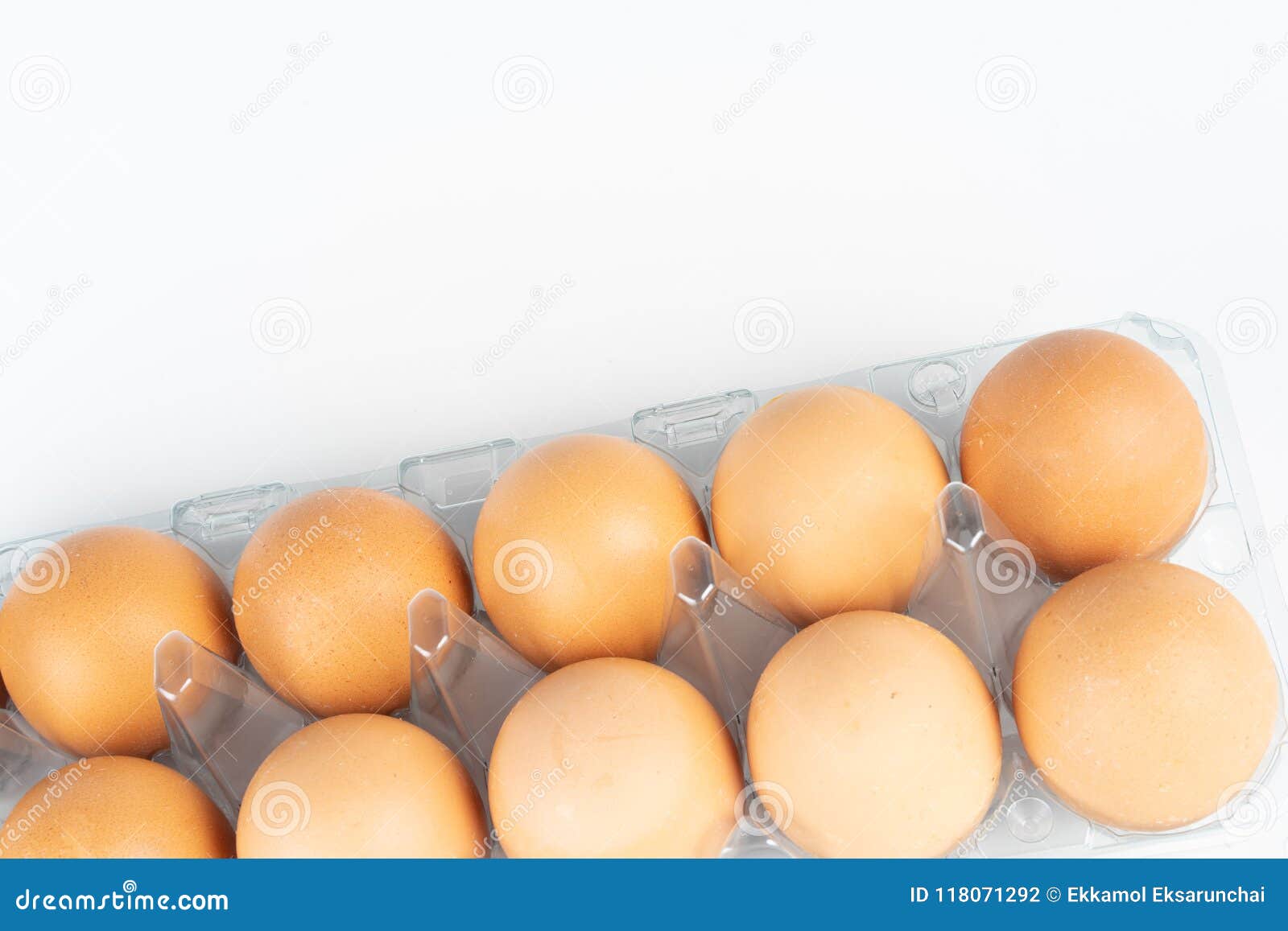 The Pack of Eggs in Plastic Packaging. Stock Photo Image of isolated