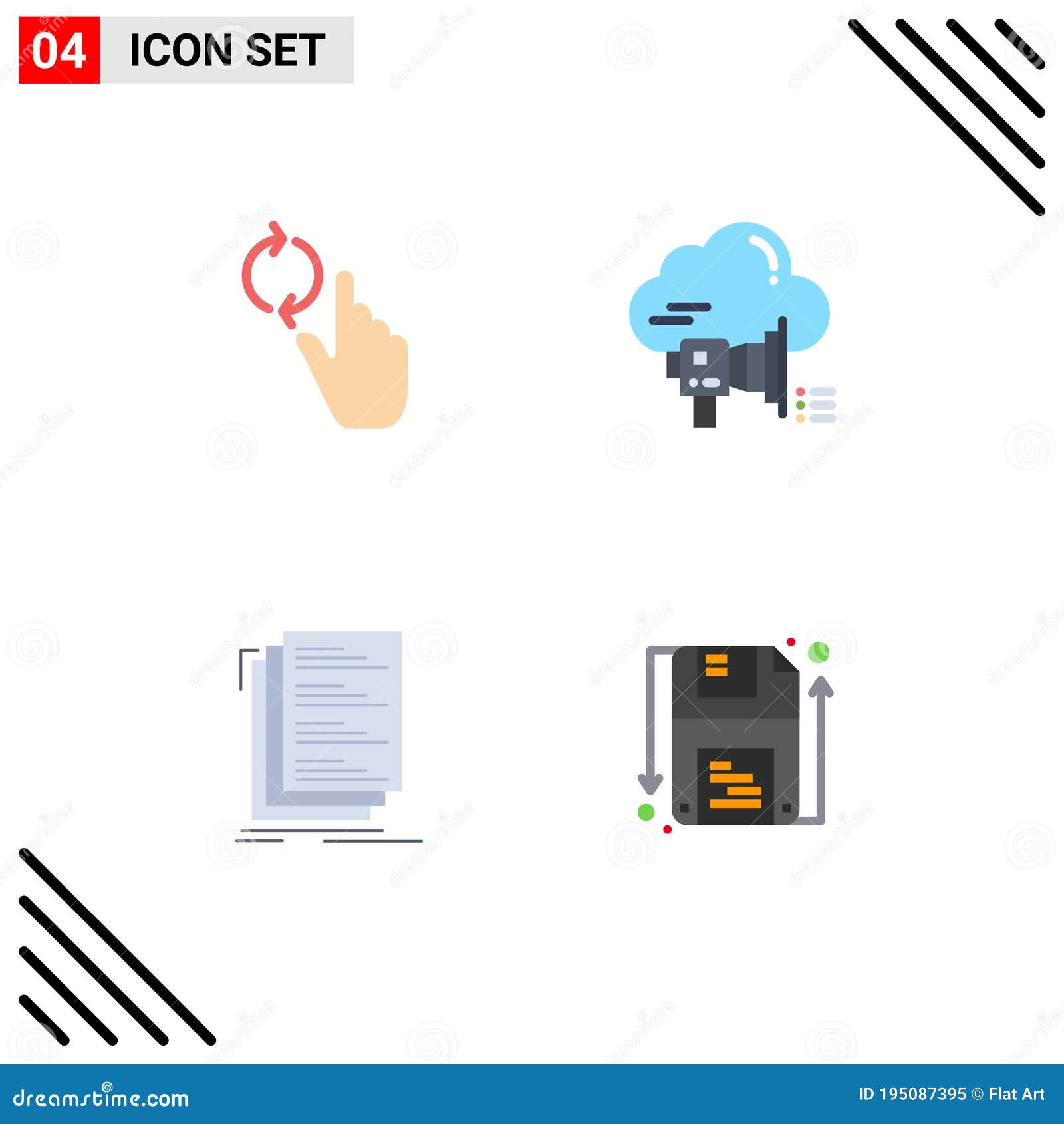 pack of 4 modern flat icons signs and s for web print media such as finger, code, gesture, promotion, compile