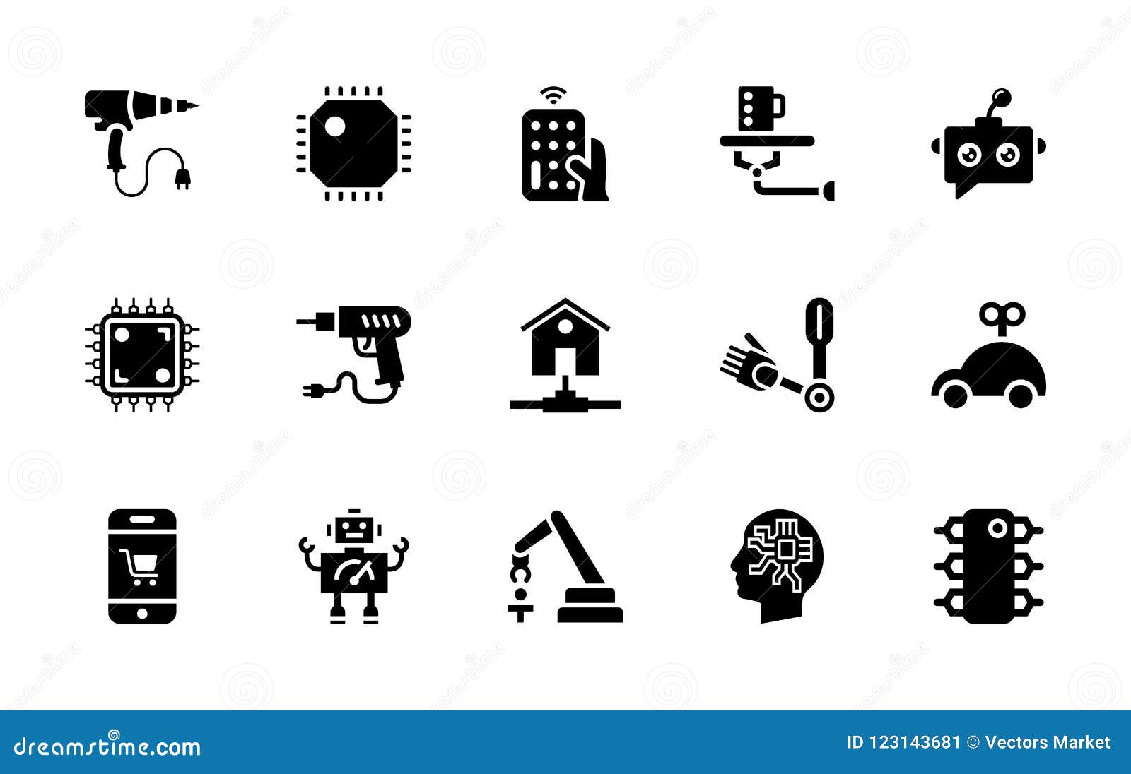 pack of artificial intelligence glyph  icons