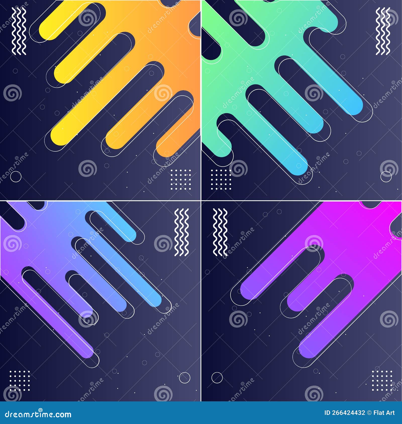 Pack of 4 Retro Hipster Geometric Patterns Stock Vector Illustration