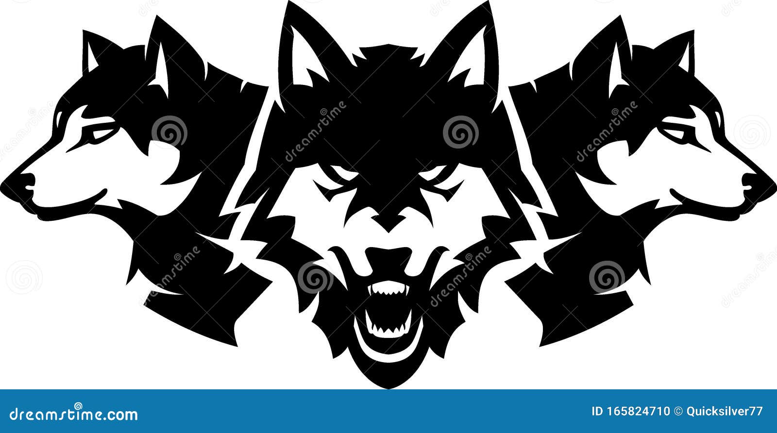 Download Pack Of Wolves, Team Mascot Animal Set Stock Vector ...