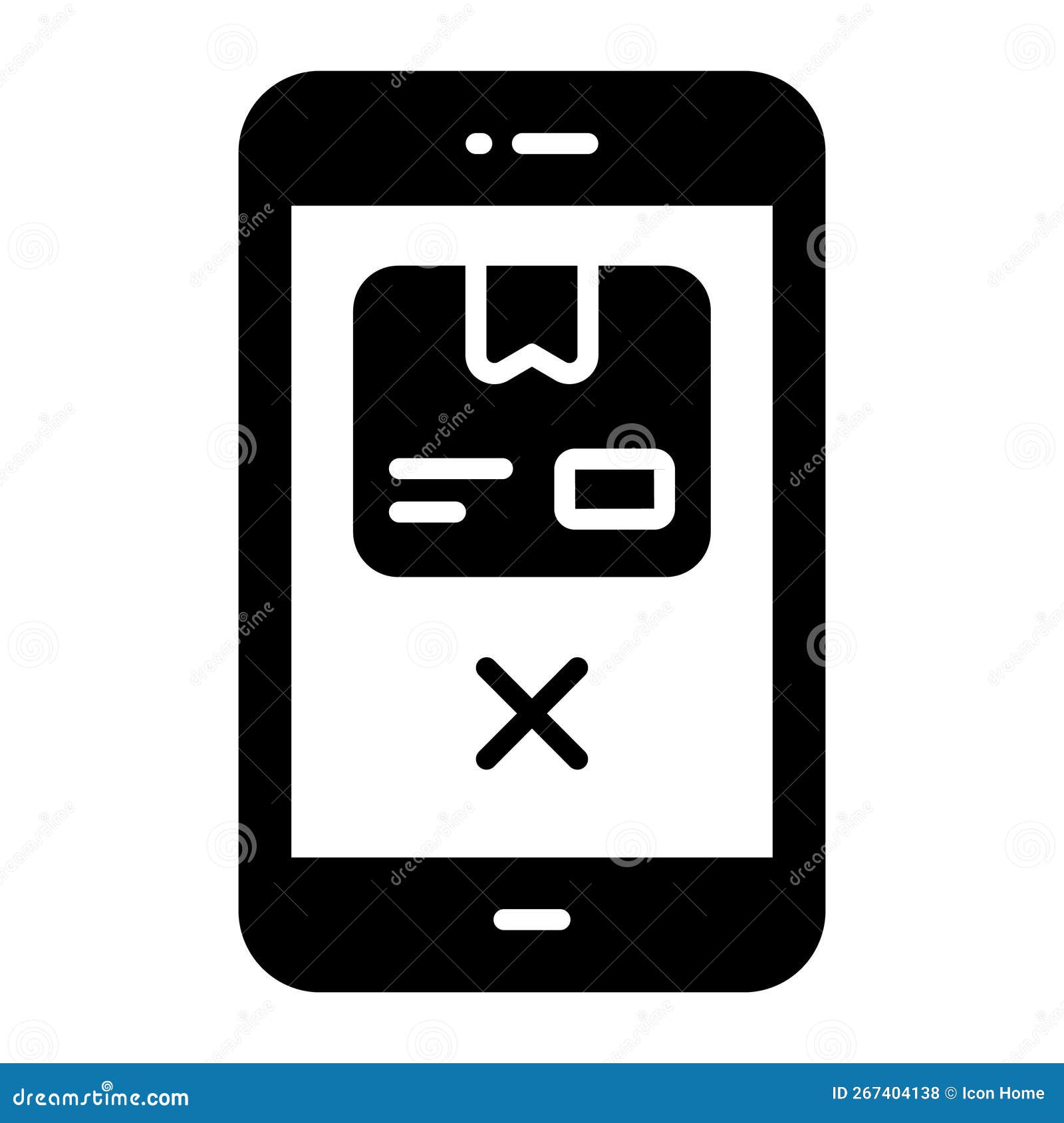 Package Box and Cross Sign Inside the Mobile Denoting Cancel Delivery