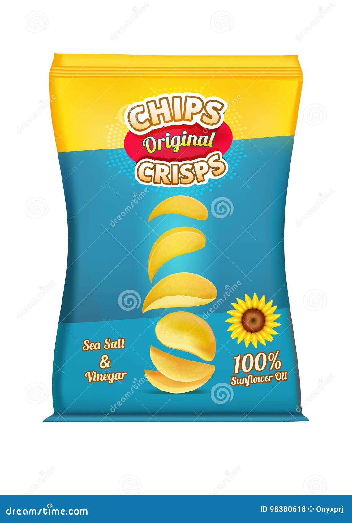 package design of snacks or chips vector template stock vector