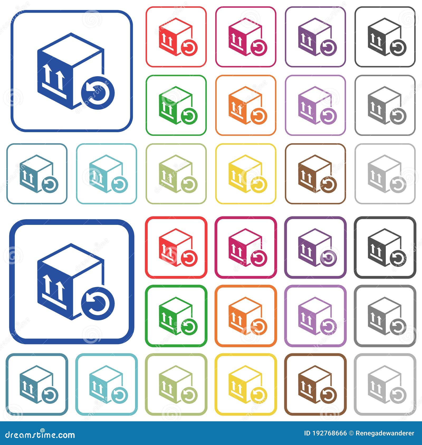 package return outlined flat color icons