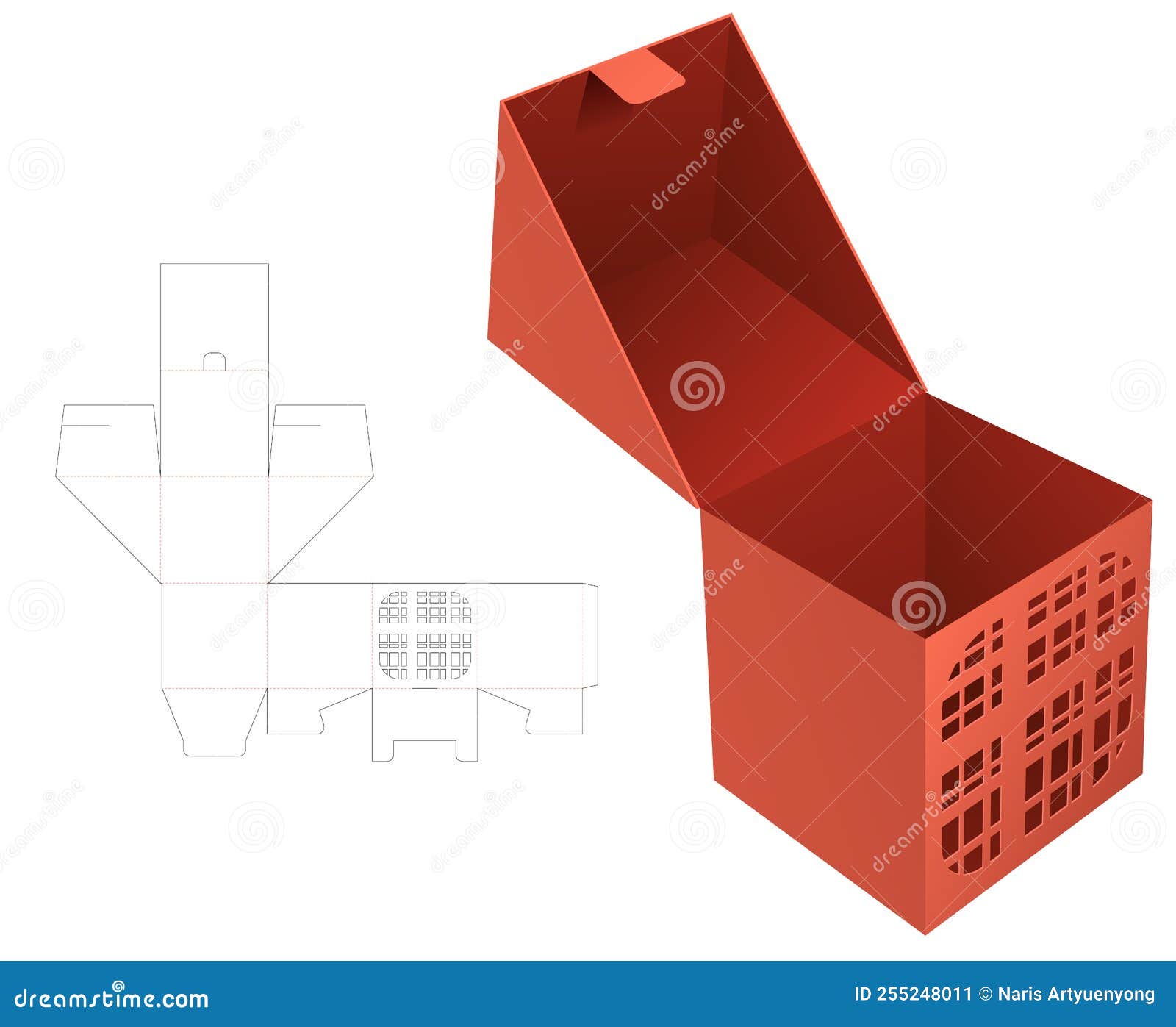 Packaging Box Die Cut Template and 3D Mockup Stock Vector Packaging Box Die Cut Template and 3D Mockup Stock Vector