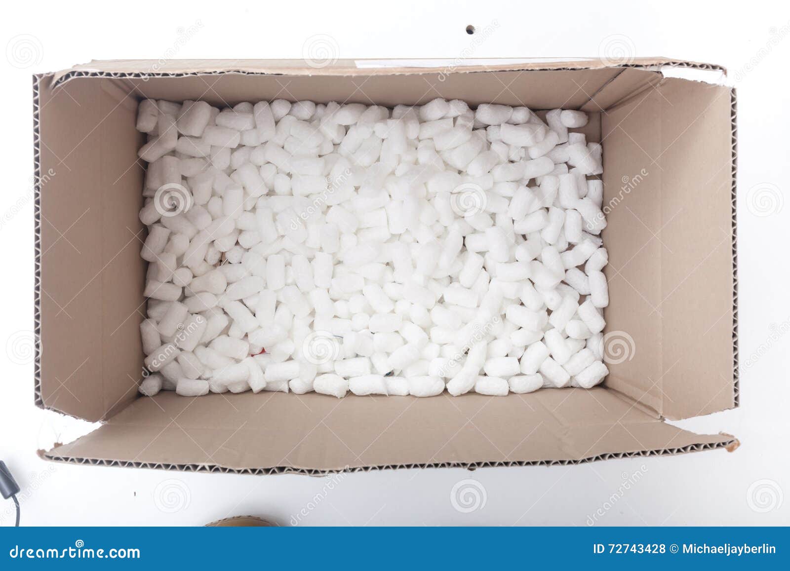 Packaging Box Filled with Styrofoam Pellets Stock Photo Image of