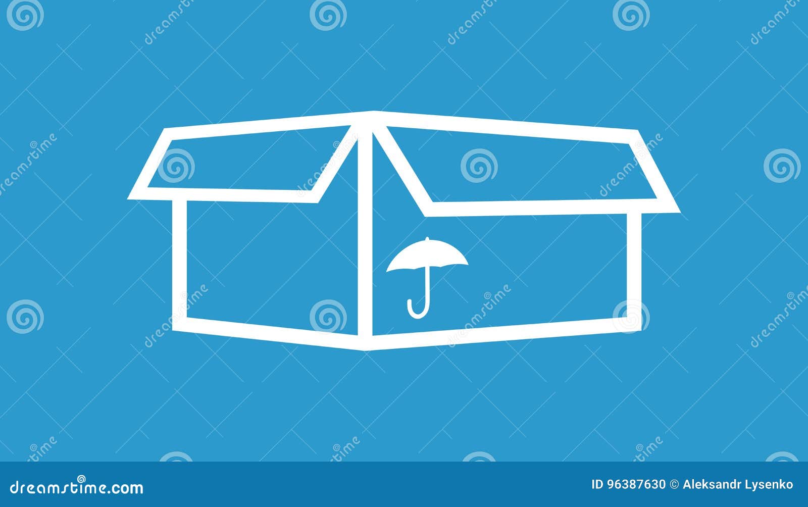 Packaging Box Icon with Umbrella Symbol. Shipping Pack Simple Vector