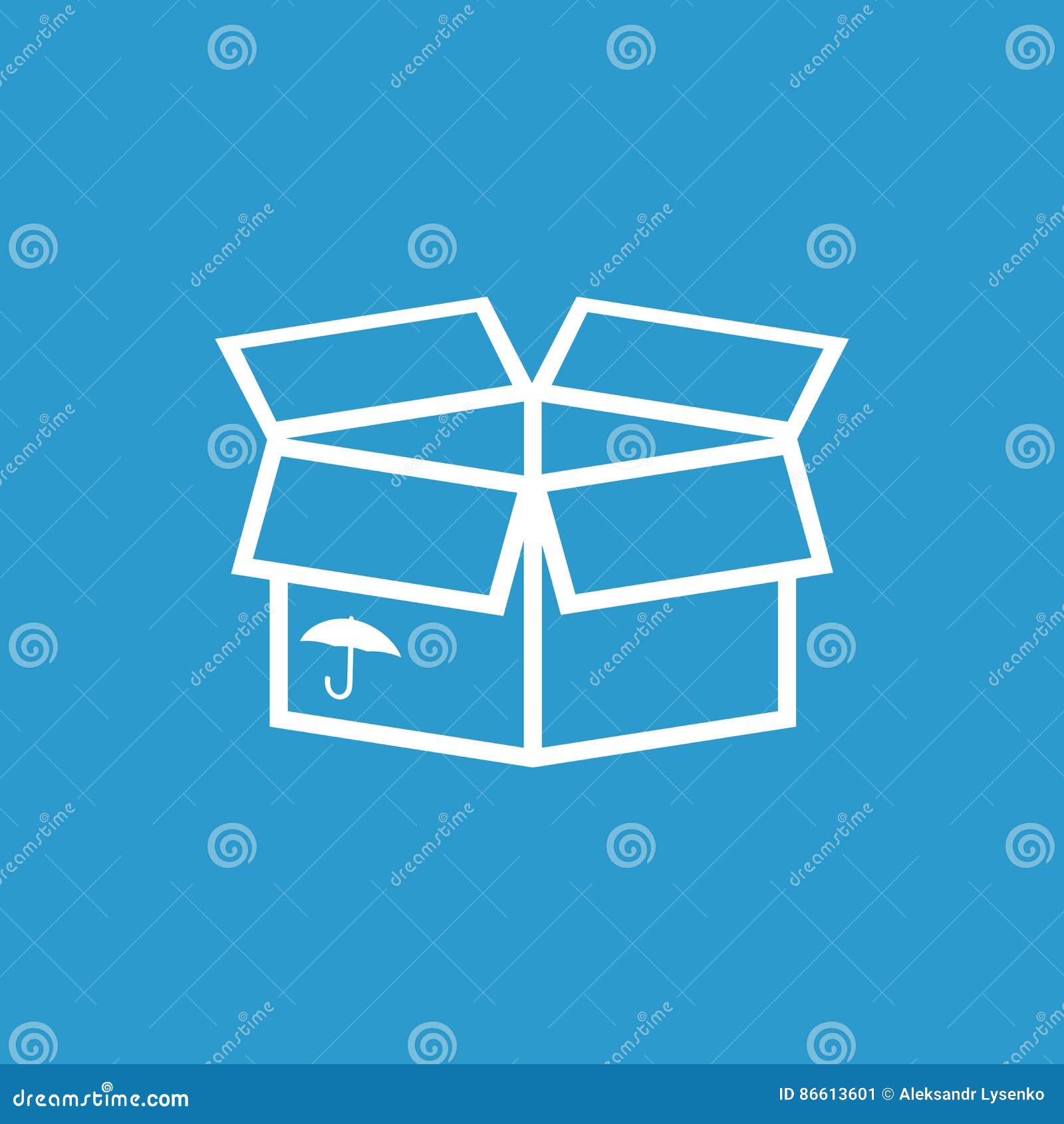 Umbrella Symbol On Cardboard. Fragile Or Packaging Symbol Stock Photo