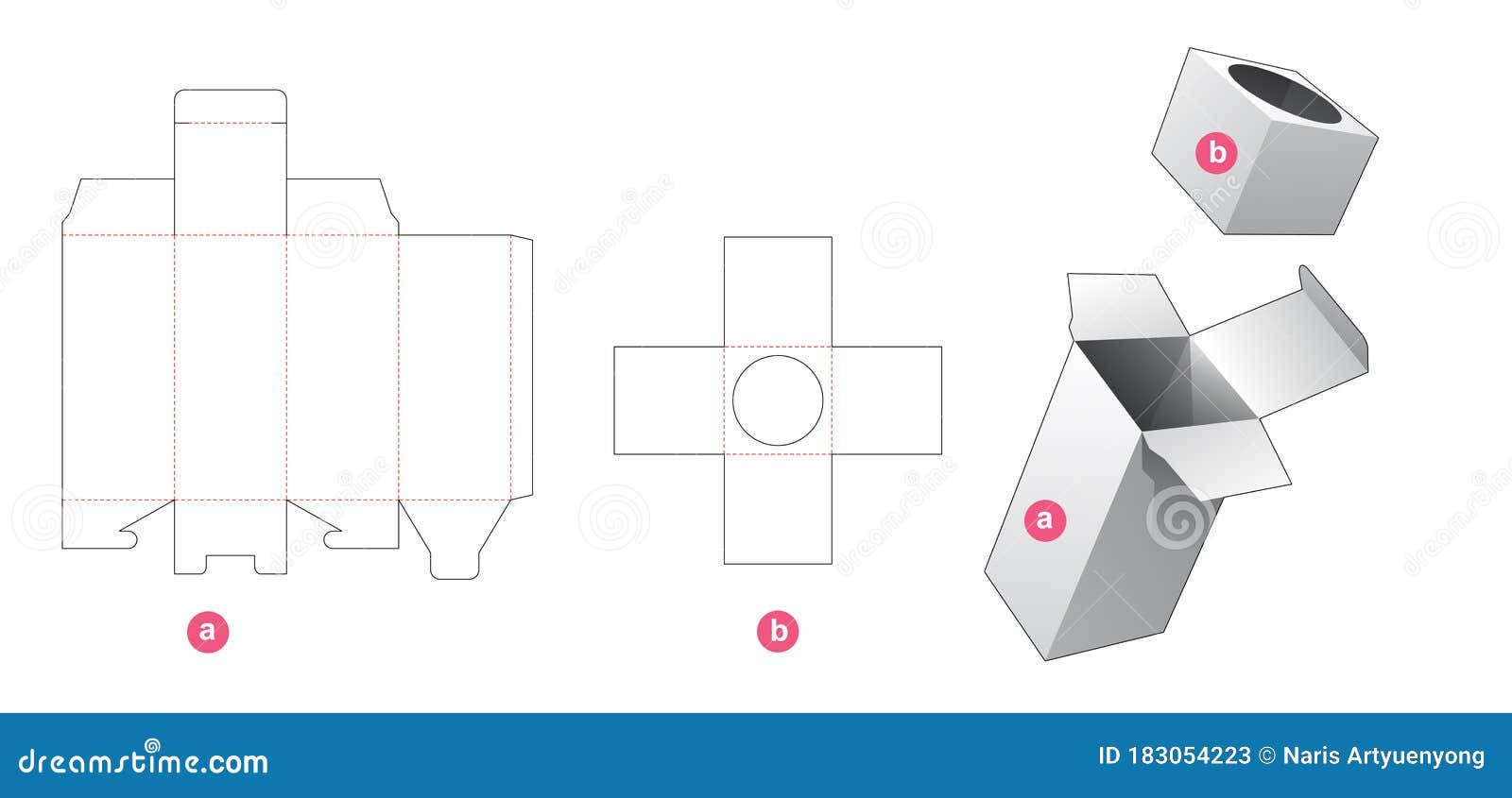 Packaging Box with Round Insert Die Cut Template Stock Vector