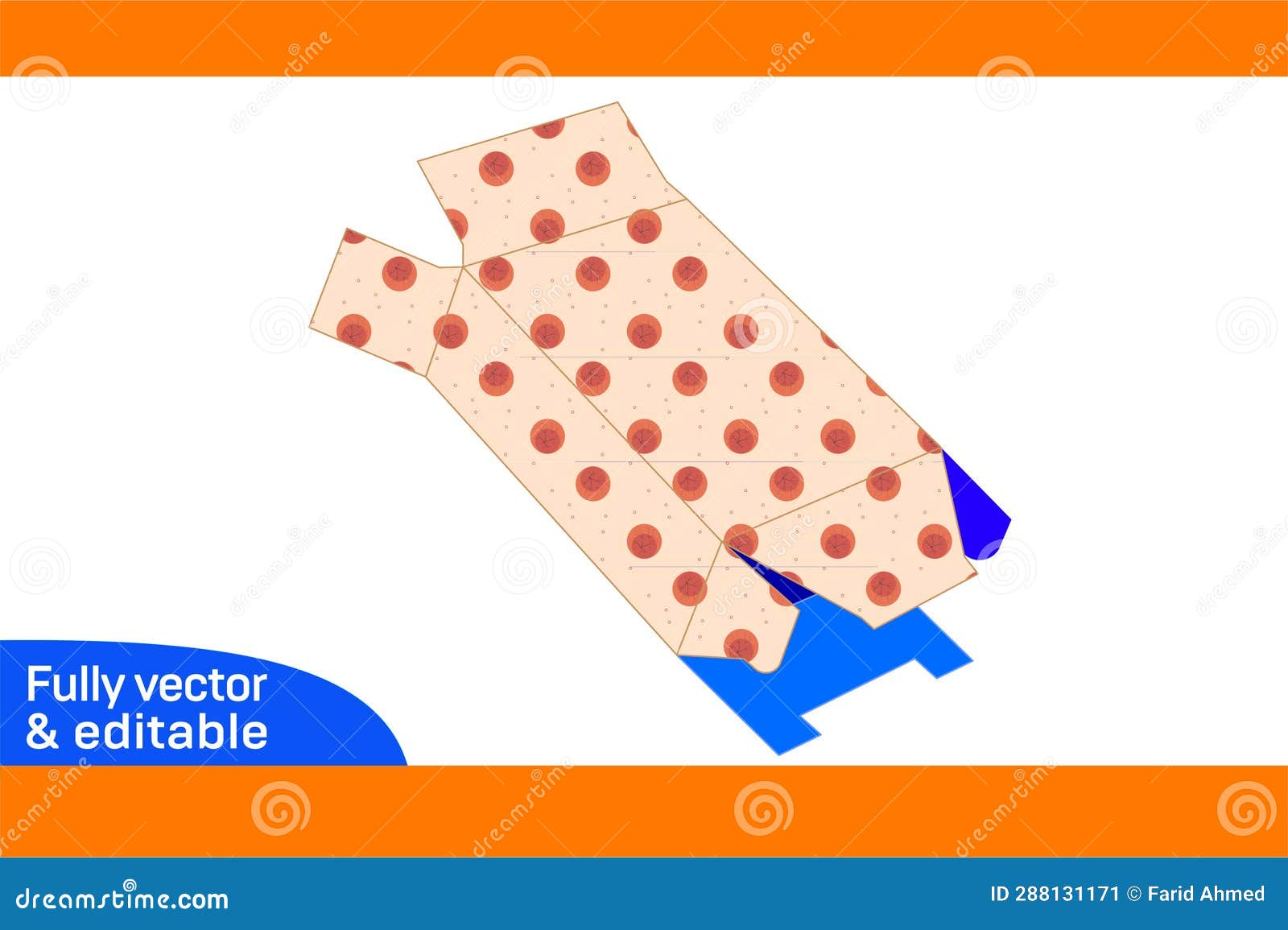 packaging corrugated box dieline template and 3d box  and editable easily resizeable 3d box