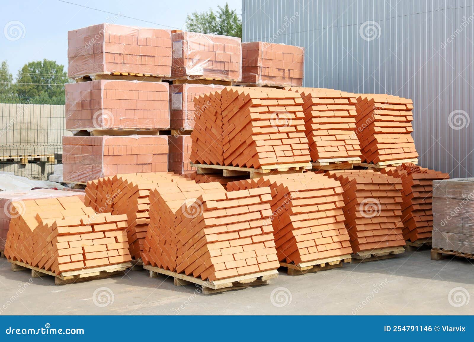 Packaging New Construction Red Brick on Pallets Stock Photo Image of