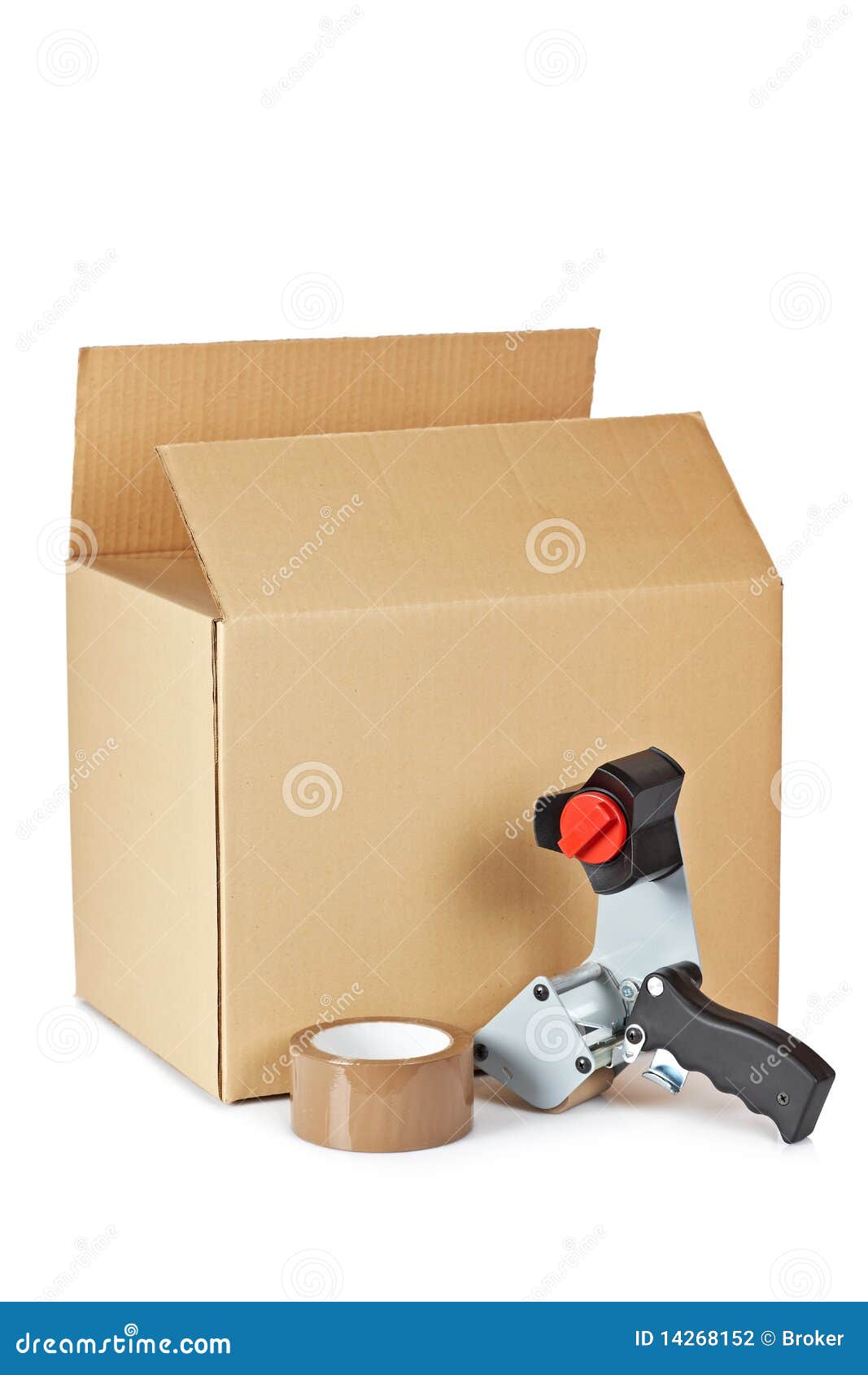 Packaging Tape Dispenser and Shipping Box Stock Photo Image of