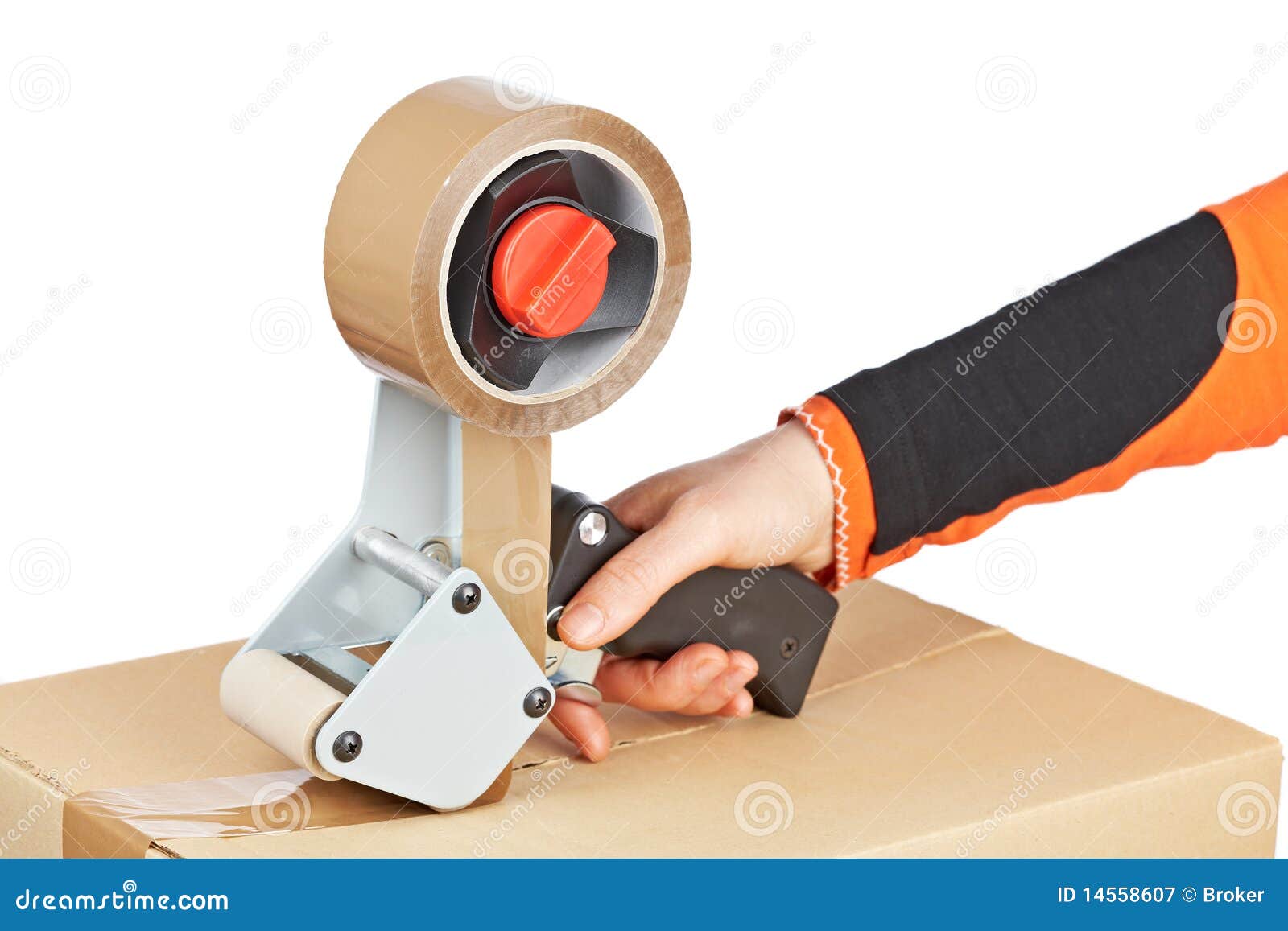 Packaging Tape Dispenser and Shipping Box Stock Image Image of dispenser, packaging 14558607